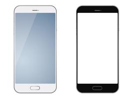 Set van twee smartphones geïsoleerd op een witte achtergrond. vector