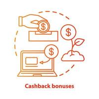 cashback bonussen concept icoon. geld terug service idee dunne lijn illustratie. klantenbinding. beloning, voordeelprogramma. geld terug. vector geïsoleerde overzichtstekening