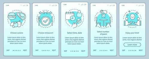 restaurant onboarding mobiele app pagina scherm vector sjabloon