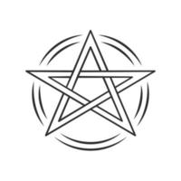 pentagram lineaire pictogram. dunne lijn illustratie. occult ritueel pentagram. duivel ster. satanische cultus, Wicca en heidens symbool. hekserij, esoterisch teken. vector geïsoleerde overzichtstekening. bewerkbare streek