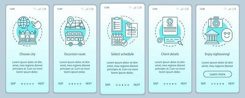 excursie onboarding mobiele app paginascherm vectorsjabloon vector