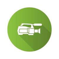 videocamera plat ontwerp lange schaduw glyph icon vector