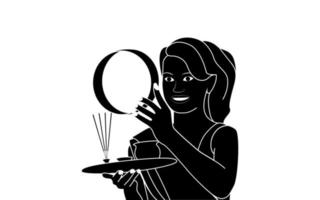 hand getekende karakter silhouet van karwa chauth paar, gelukkig karva chauth-hand getekende karakter silhouet van paar cebrating karwa chauth. vector