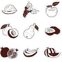 doodles fruit kleine selectie op witte achtergrond vector