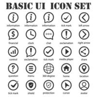 basis ui pictogrammen zwarte serie vector