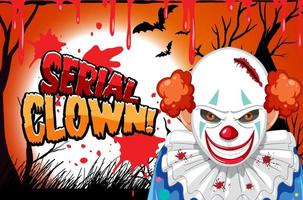 seriële clown poster met killer clown karakter vector