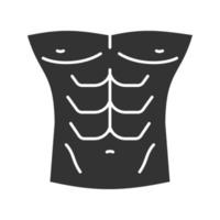 gespierde mannelijke torso glyph pictogram. silhouet symbool. negatieve ruimte. vector geïsoleerde illustratie