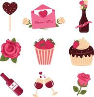 Valentijn dag en romantisch vector elementen voor bruiloft, verjaardag groeten en ontwerp uitnodiging