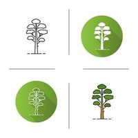 pijnboom pictogram. plat ontwerp, lineaire en kleurstijlen. geïsoleerde vectorillustraties vector