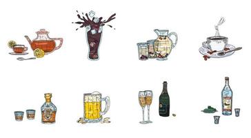 alcoholische en non-alcoholische dranken in glazen nieuw vector