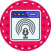 podcast lijn gevulde sticker icoon vector