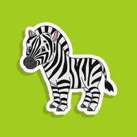 gestreepte zebra. felle kleur sticker van een schattig stripfiguur. platte vectorillustratie geïsoleerd op een achtergrond in kleur. ontwerpelement. vector