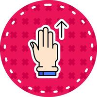 drie vingers omhoog lijn gevulde sticker icoon vector
