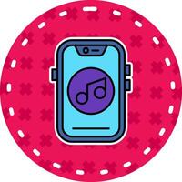 muziek- lijn gevulde sticker icoon vector