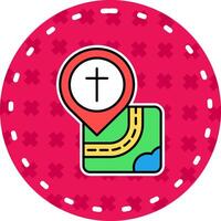 kerk lijn gevulde sticker icoon vector