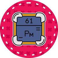 promethium lijn gevulde sticker icoon vector