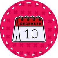 10e van december lijn gevulde sticker icoon vector