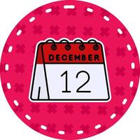 12e van december lijn gevulde sticker icoon vector