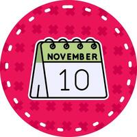 10e van november lijn gevulde sticker icoon vector