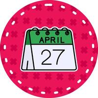 27e van april lijn gevulde sticker icoon vector