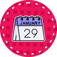 29e van januari lijn gevulde sticker icoon vector
