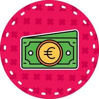 euro lijn gevulde sticker icoon vector