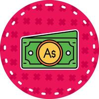 Australisch dollar lijn gevulde sticker icoon vector