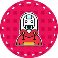 robot lijn gevulde sticker icoon vector