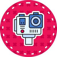 actie camera lijn gevulde sticker icoon vector