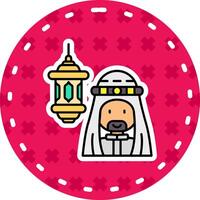 Arabisch lijn gevulde sticker icoon vector