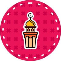 minaret lijn gevulde sticker icoon vector