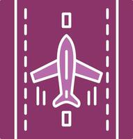 landen vliegtuig glyph twee kleur icoon vector