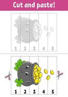 leernummers 1-5. knip en lijm. stripfiguur. onderwijs ontwikkelen werkblad. spel voor kinderen. activiteiten pagina. kleur geïsoleerde vectorillustratie. NS. Patrick's dag. vector