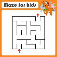 abstracte doolhof. spel voor kinderen. puzzel voor kinderen. cartoon-stijl. labyrint raadsel. kleur vectorillustratie. de juiste weg vinden. schattig karakter. vector