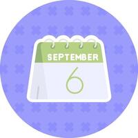 6e van september vlak sticker icoon vector