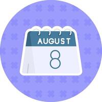 8e van augustus vlak sticker icoon vector