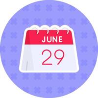 29e van juni vlak sticker icoon vector