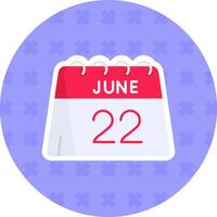 22e van juni vlak sticker icoon vector