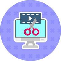 video editor vlak sticker icoon vector