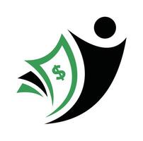 icoon logo voor financieel beheer bedrijf met dollar valuta details. vector