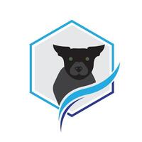 zeshoek hond logo en symbool element illustratie vector Aan wit en grijs achtergrond