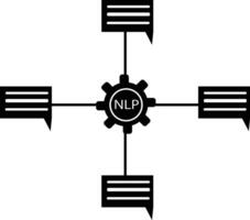 natuurlijk taal verwerken nlp icoon. neurolinguïstisch programmering teken. een natuurlijk taal verwerken symbool. nlp taal logo. vlak stijl. vector