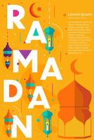 Ramadan kareem verticaal banier poster illustratie in vlak ontwerp stijl vector