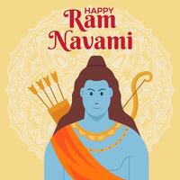 gelukkig RAM navami festival illustratie in vlak ontwerp stijl vector