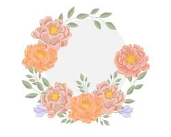 pastel oranje en Purper roos bloem krans vector