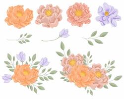 pastel oranje en Purper roos bloem vector