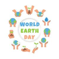 wereld aarde dag vlak illustratie vector verzameling. ecologie en milieu behoud tekenfilm illustratie.