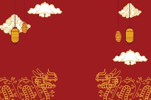 Chinese nieuw jaar 2024 met een modern kunst ontwerp stijl met rood en goud Chinese decoraties, geschikt voor affiches, banners of sociaal media berichten voor maan- nieuw jaar feesten. vector