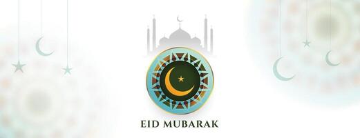 eid mubarak Islamitisch moskee en maan mooi banier vector