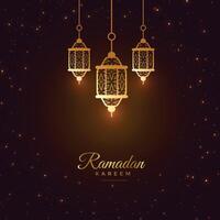 mooi Ramadan kareem gloeiend lantaarn groet vector